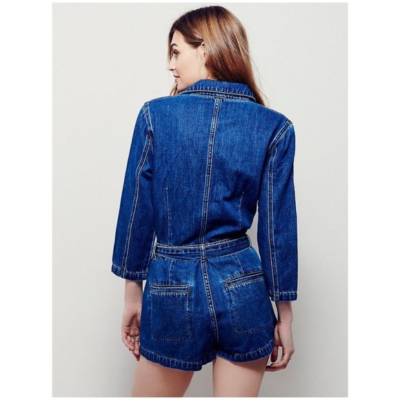 FREE PEOPLE Denim Green River One-Piece Romper D3 - Picture 4 of 8